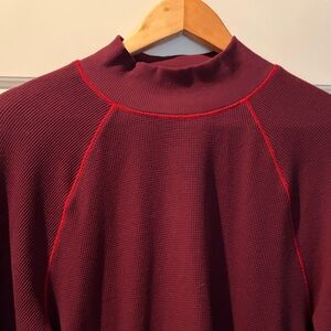 Michael Stars Burgundy Top with Red Contrast Stitching